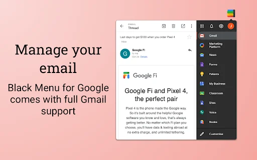 Download Black Menu for Google – Akses Cepat Semua Layanan Google description image 2